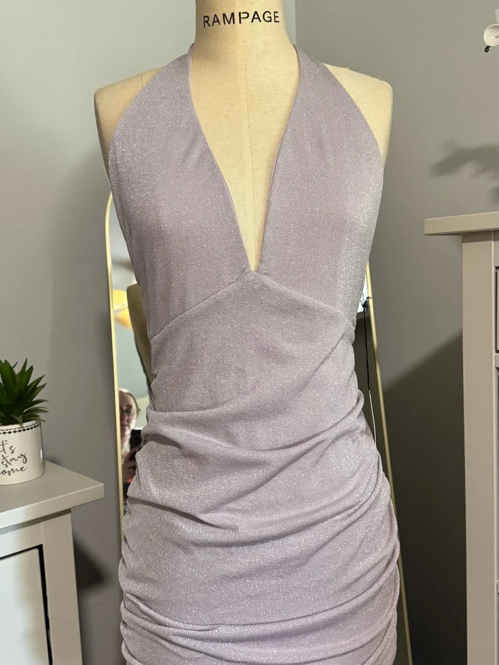 Revolve Superdown Julana Deep V Dress Mauve Metallic Size M NWT‎